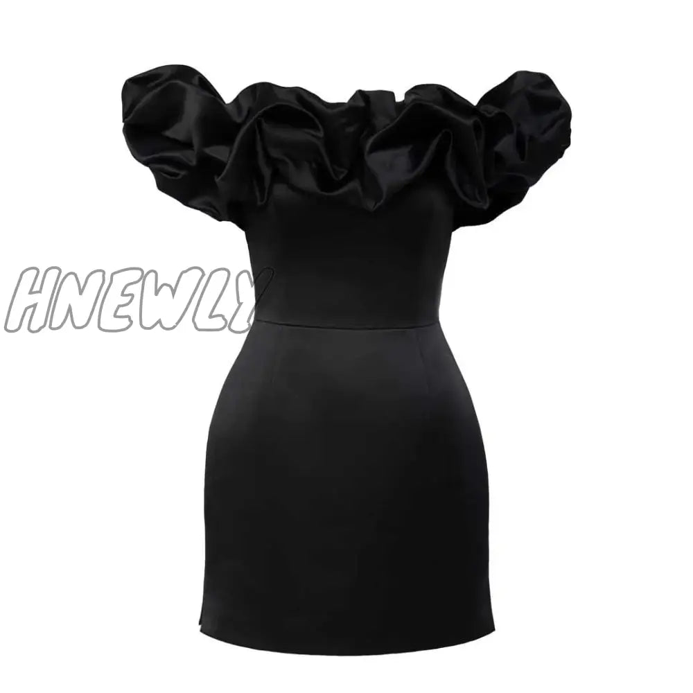 Hnewly High Quality Summer Bodycon Party Dress Women White Ruffle Dress Elegant Off The Shoulder Mini Dress Celebrity Even Club Dress