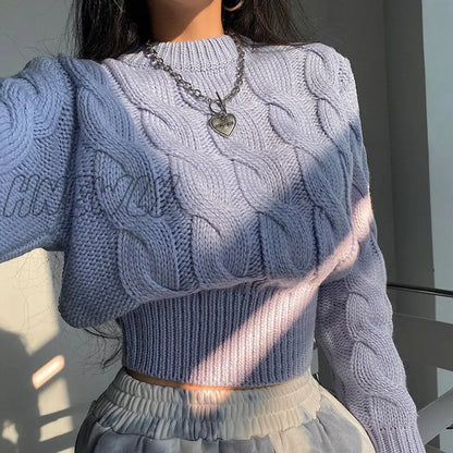 xsrrr High Waist Women Sweater Autumn Winter Khaki Casual Pullover High Street Style Y2k Sweater Knitted Sweater Winter