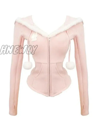 xsrrr Japanese Style Kawaii 3 Piece Set Hooded Cute Pink Coat + Casual Vest + Y2k Mini Skirt Sweet Fashion Suit Woman Chic Autumn