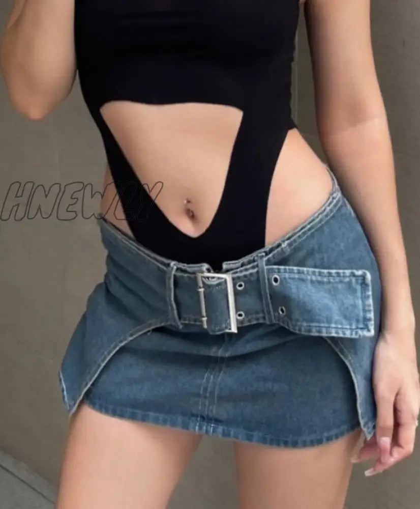 xsrrr Jeans Skirt  Women Summer Slim Sexy Hip Wrap Mini Denim Skirt Y2k Low Waist Button Casual Short Skirt Female Clothing Streetwear