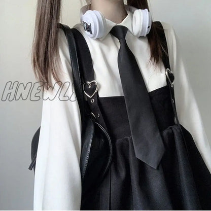 Hnewly Kawaii Black Ruffle Layer Lolita Dress Women Autumn Japanese Soft Girl Sleeveless Strap Cute Mini Dress Preppy Style