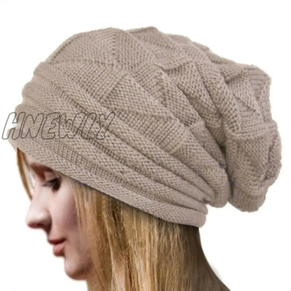 Hnewly Knitted Baggy Beanie Oversized Winter Hat Ski Slouchy Cap Skullies Beanies Women Men Winter Wool Warm Cap Beanies Unisex