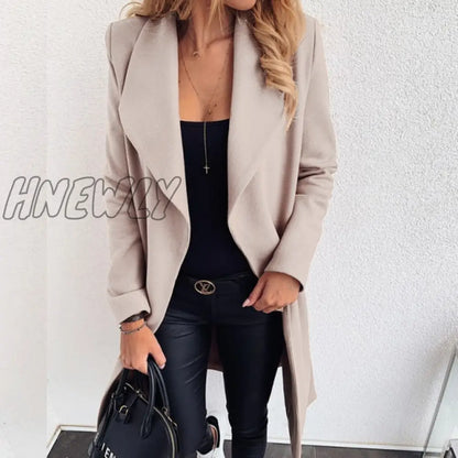 Hnewly Korean Women's Overcoat Jacket Coats Autumn and Winter Long  XXXL Winter Coat Women Sashes Slim Long Trench Female Women