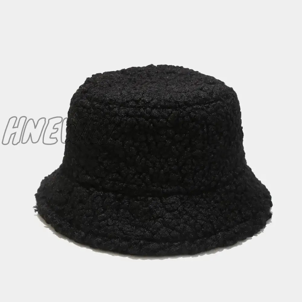 Hnewly Lamb Faux Fur Bucket Hat Winter Warm Teddy Velvet Hats Caps For Women Lady Outdoor Panama Fisherman Hat