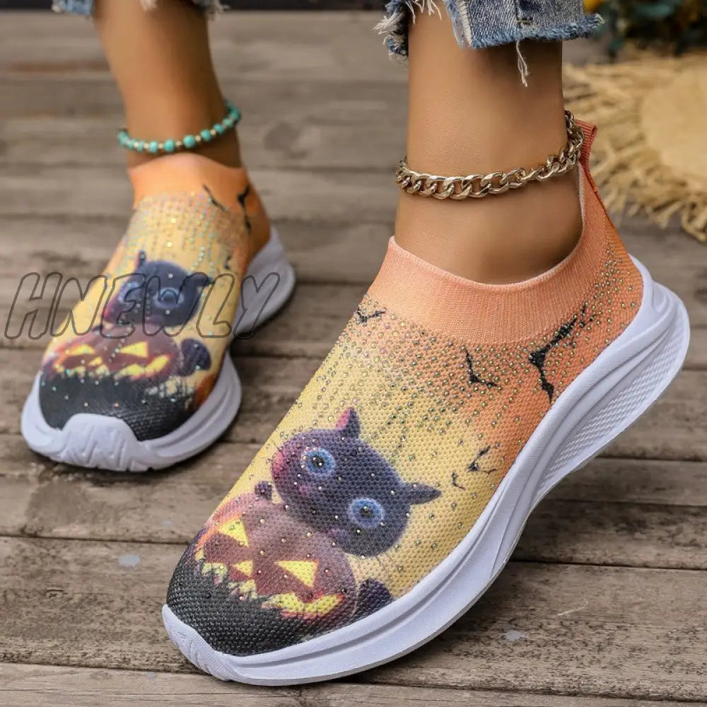 xsrrr - Light Yellow Casual Sportswear Daily Patchwork Printing Rhinestone Round Comfortable Out Door Shoes