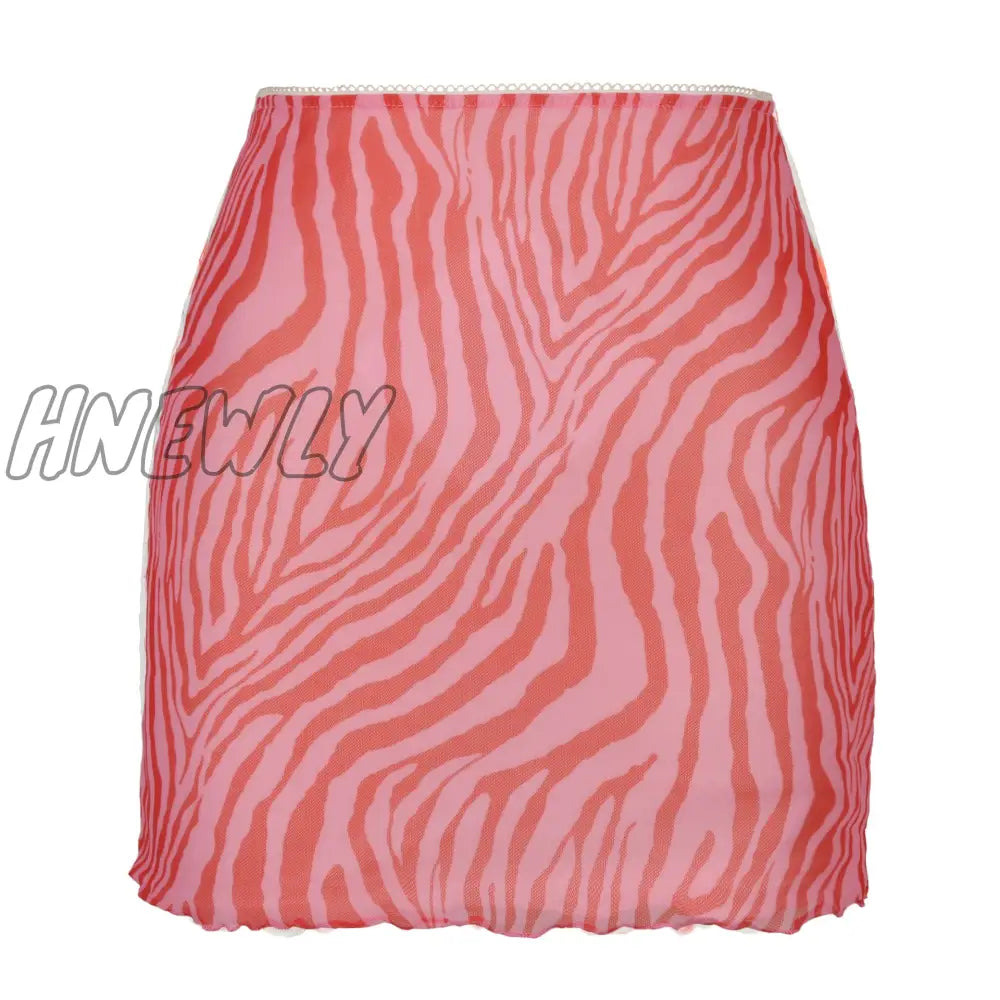 Hnewly Mini Skirt Women Summer 90s Vintage Tie Dye Graphic Print Pencil Skirt Harajuku Gothic Bodycon E-girl Streetwear LDY