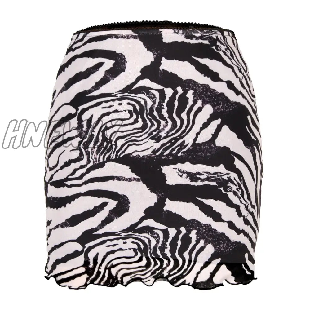 Hnewly Mini Skirt Women Summer 90s Vintage Tie Dye Graphic Print Pencil Skirt Harajuku Gothic Bodycon E-girl Streetwear LDY