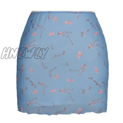 Hnewly Mini Skirt Women Summer 90s Vintage Tie Dye Graphic Print Pencil Skirt Harajuku Gothic Bodycon E-girl Streetwear LDY