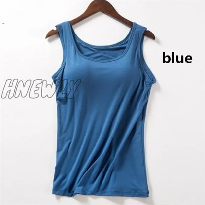 Hnewly New Blouse Built In Bra Tank Tops Shirt Modal Underwear Plus Size Female T-shirt Camisole  Women's Summer