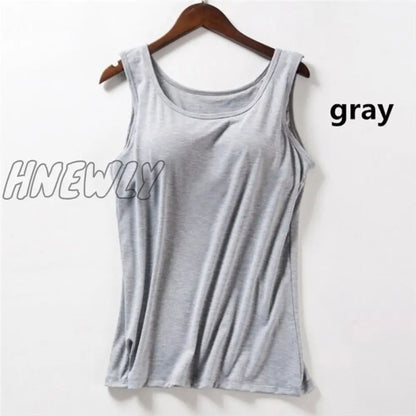 Hnewly New Blouse Built In Bra Tank Tops Shirt Modal Underwear Plus Size Female T-shirt Camisole  Women's Summer