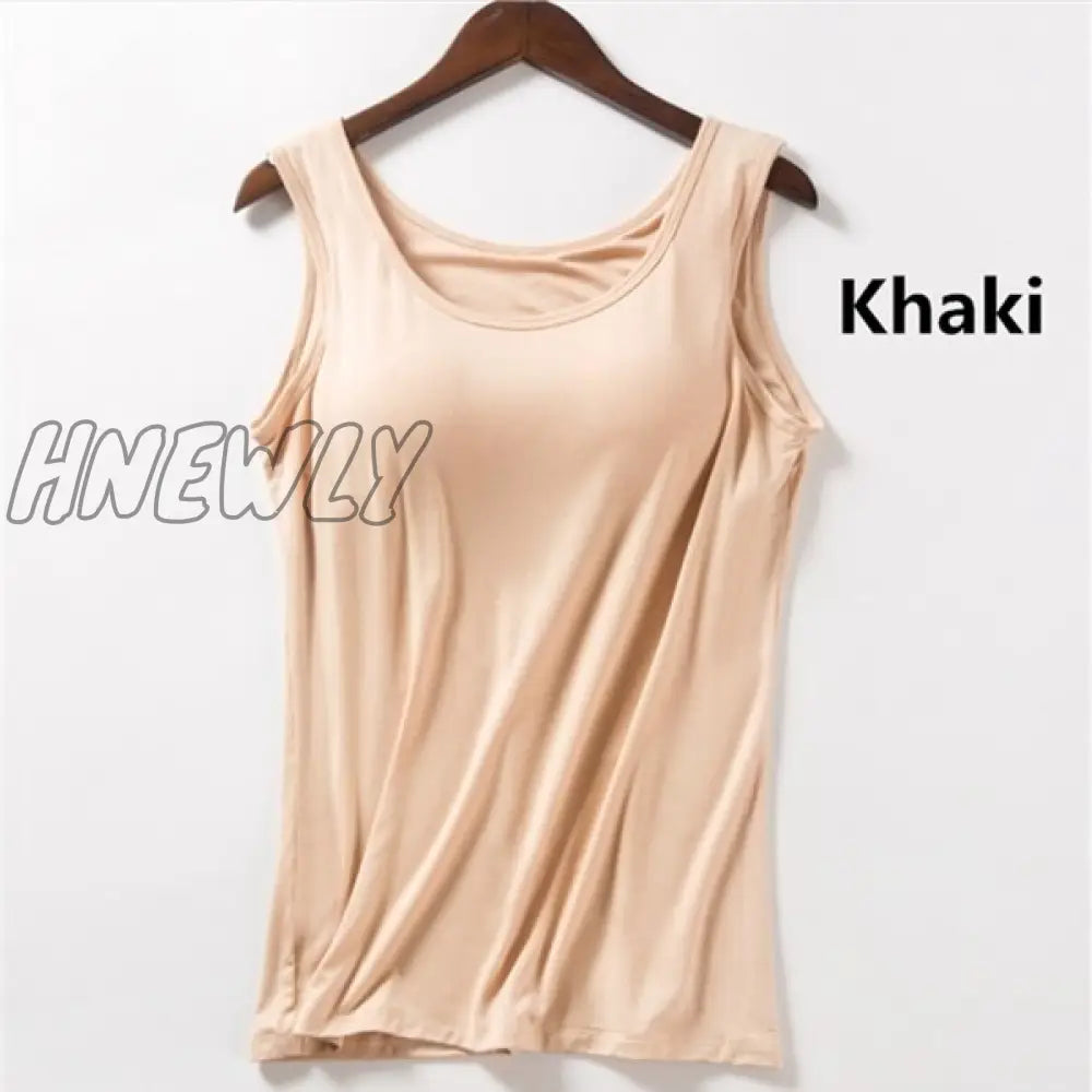 Hnewly New Blouse Built In Bra Tank Tops Shirt Modal Underwear Plus Size Female T-shirt Camisole  Women's Summer