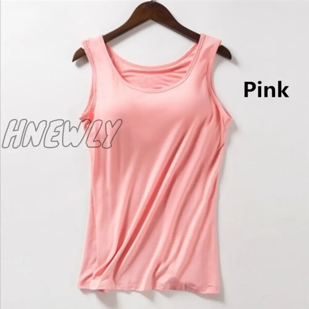 Hnewly New Blouse Built In Bra Tank Tops Shirt Modal Underwear Plus Size Female T-shirt Camisole  Women's Summer