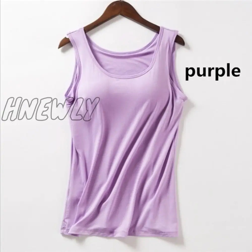 Hnewly New Blouse Built In Bra Tank Tops Shirt Modal Underwear Plus Size Female T-shirt Camisole  Women's Summer