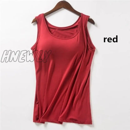 Hnewly New Blouse Built In Bra Tank Tops Shirt Modal Underwear Plus Size Female T-shirt Camisole  Women's Summer