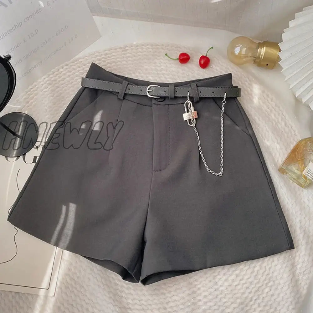 xsrrr New Casual Comfortable Elegant Wild Shorts With Belt Women's Woolen Shorts Autumn Winter Slim Wide Leg A-line Shorts