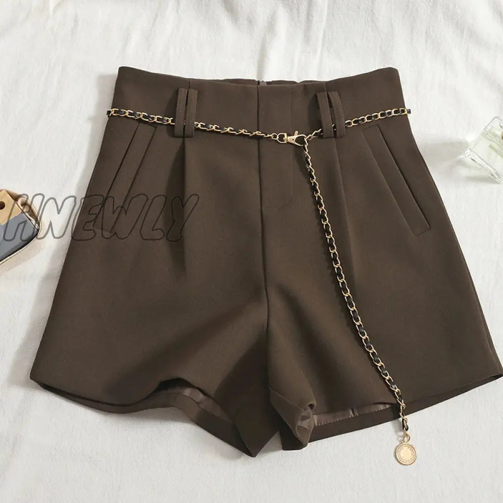 xsrrr New Casual Comfortable Elegant Wild Shorts With Belt Women's Woolen Shorts Autumn Winter Slim Wide Leg A-line Shorts