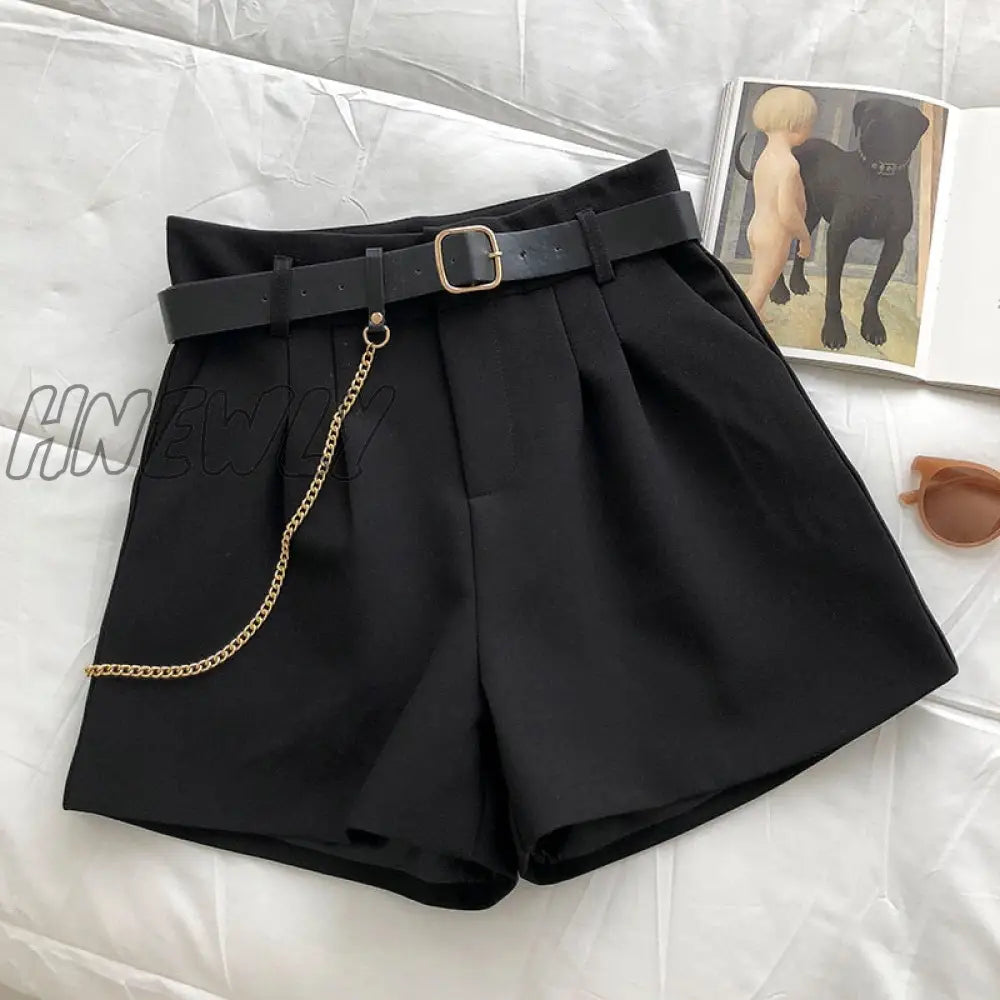 xsrrr New Casual Comfortable Elegant Wild Shorts With Belt Women's Woolen Shorts Autumn Winter Slim Wide Leg A-line Shorts