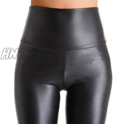 xsrrr New Leather Shiny Sexy Leggings for Women Vadim Summer High Waist Black Stretchy Faux Leather Pant Mujer Leggings Ropa