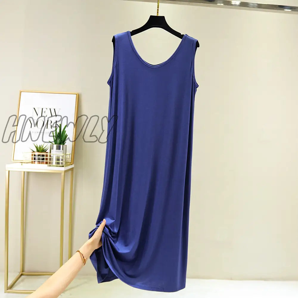 Hnewly New Modal Mid-Length V-Neck Vest Dress Bottoming Night Shirt Women's Nightgowns Plus Fat Large Size Summer Nightdress XXL