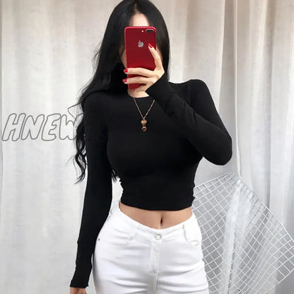 xsrrr xsrrr New Short High Elasticity Sexy Slim Tank Top Women Clothes Summer Fall Womens Crop Top Casual Shirt Haut Femme