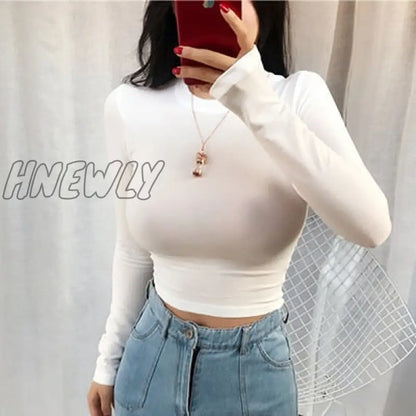 xsrrr xsrrr New Short High Elasticity Sexy Slim Tank Top Women Clothes Summer Fall Womens Crop Top Casual Shirt Haut Femme