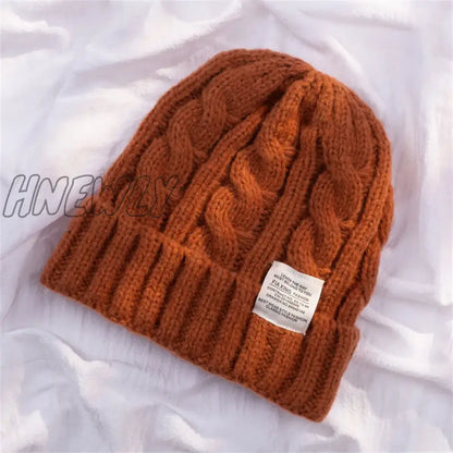 Hnewly New Solid Women Wool Hat Autumn Winter Warm Ear Protection Female Knitted Hat Couple Fashion Leisure Beanie Knitted Caps