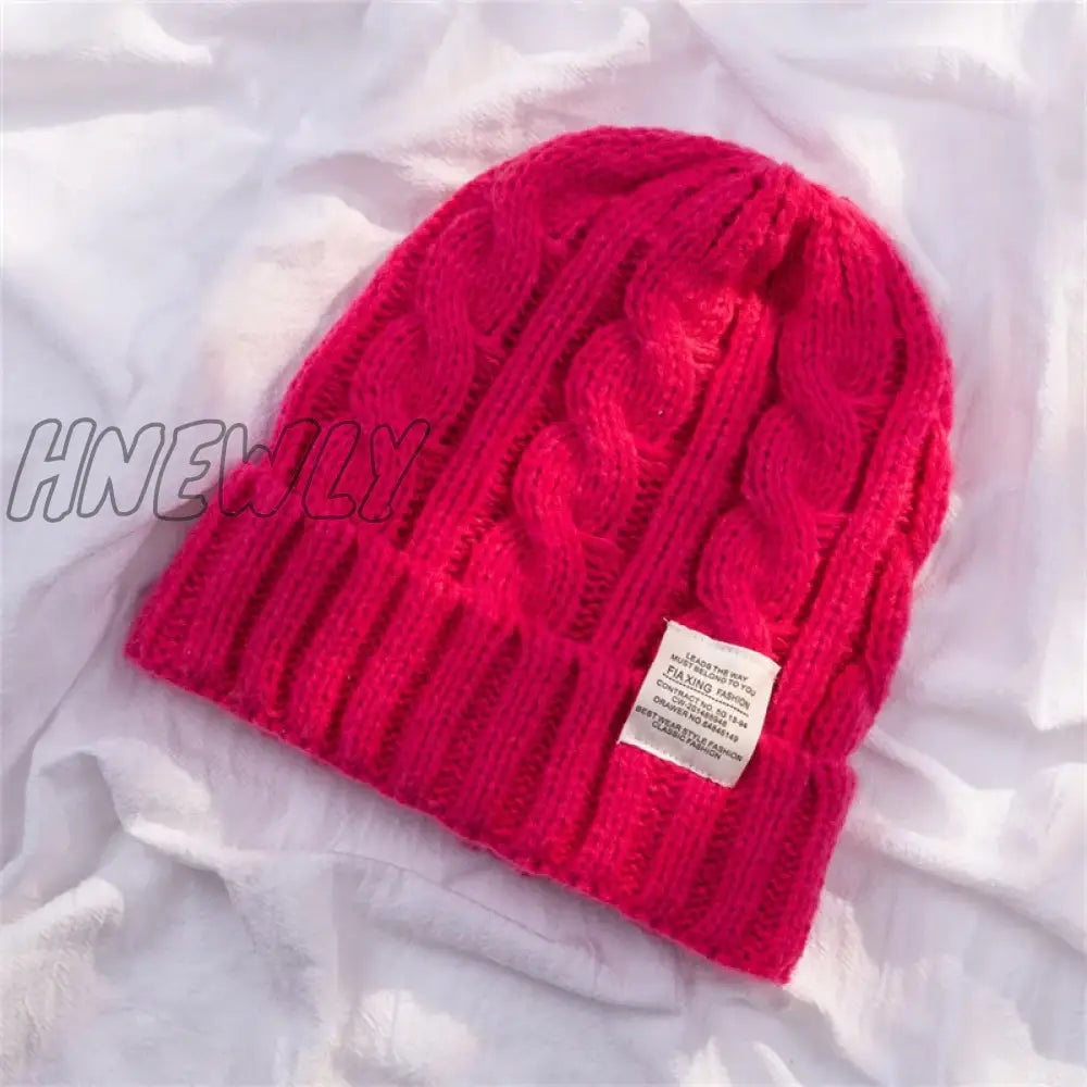 Hnewly New Solid Women Wool Hat Autumn Winter Warm Ear Protection Female Knitted Hat Couple Fashion Leisure Beanie Knitted Caps