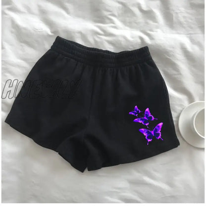 Hnewly new summer shorts slim fit female butterfly shorts outdoor sports elastic waist office ladies medium pastel boaters