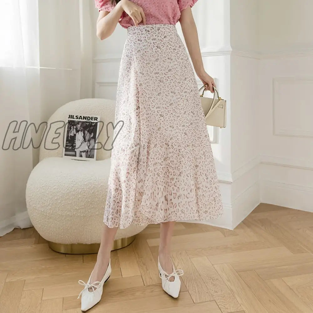 Hnewly New Summer Skirts Female Elegant French Style Ruffled Fishtail A-line High Waist Adjustable One-piece Floral Skirt