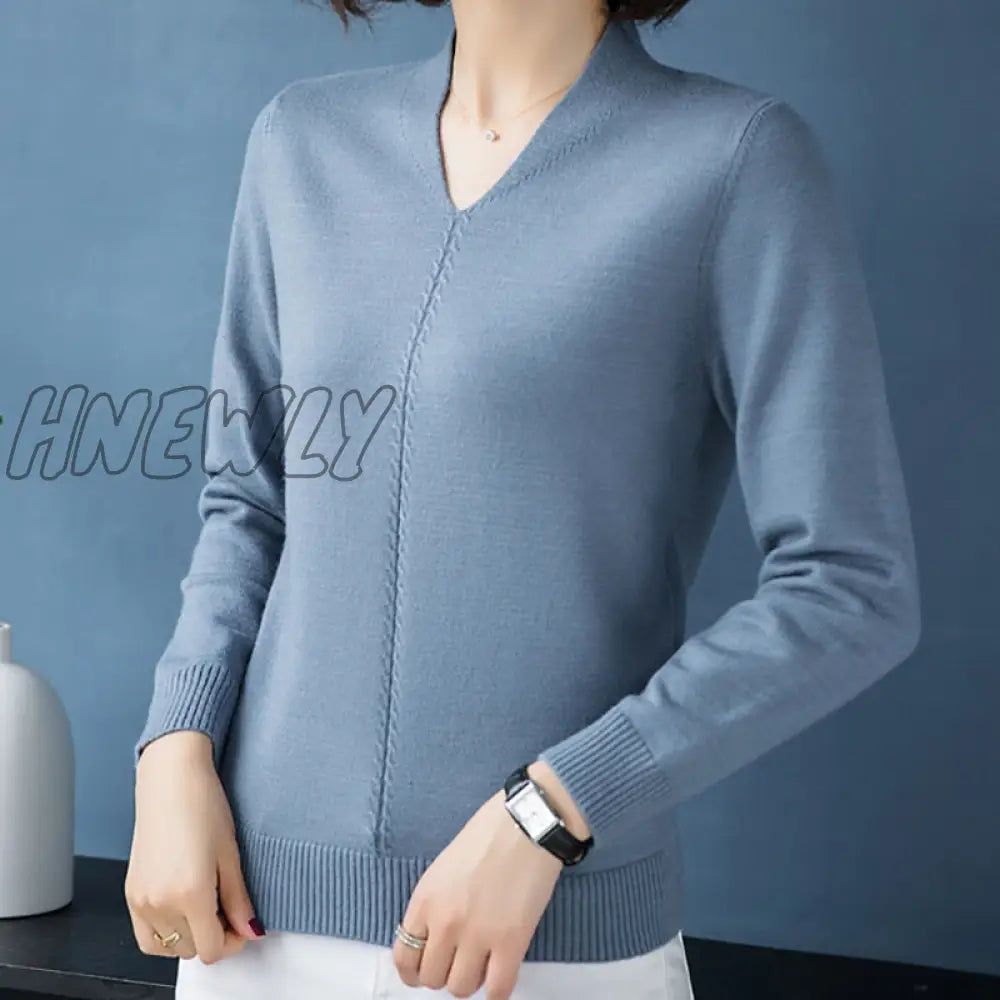 xsrrr New Winter Fall Sweater Knitted V-Neck Casual Pullover Women Long Sleeve Female Clothes Womens Sweater Pullover Jumpers Mujer