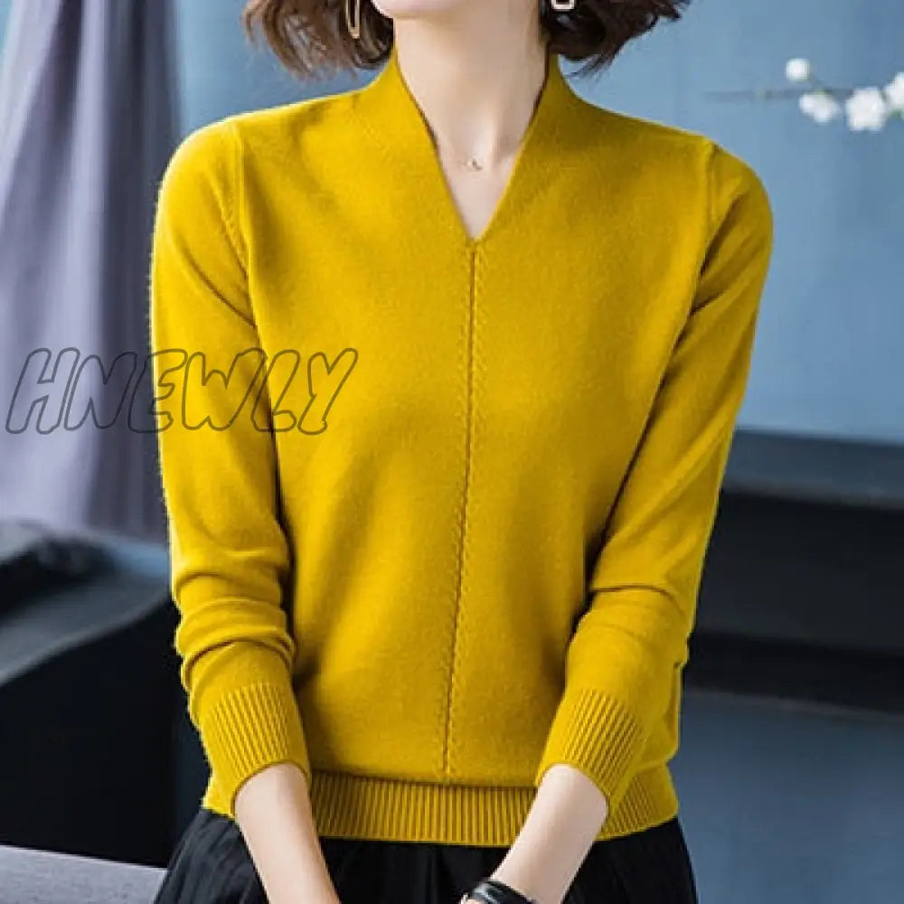 xsrrr New Winter Fall Sweater Knitted V-Neck Casual Pullover Women Long Sleeve Female Clothes Womens Sweater Pullover Jumpers Mujer