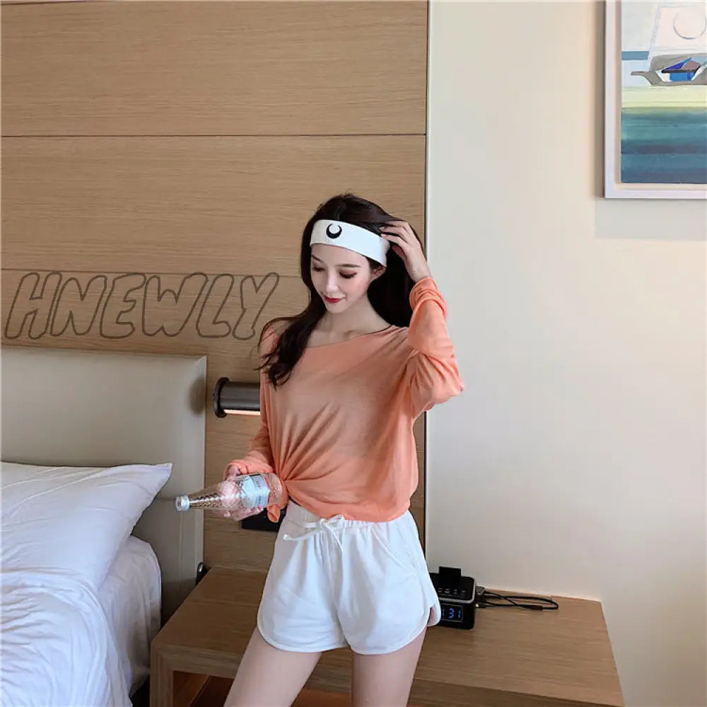 xsrrr New Women Short Pant Casual Lady All-match Loose Solid Soft Cotton summer Leisure Female Workout Waistband Skinny Stretch Shorts