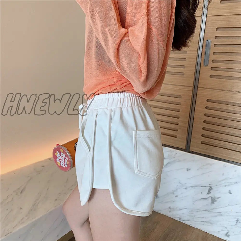 xsrrr New Women Short Pant Casual Lady All-match Loose Solid Soft Cotton summer Leisure Female Workout Waistband Skinny Stretch Shorts