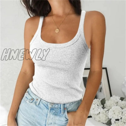 xsrrr O Neck Summer Knit Top Sleeveless Women Sexy Basic T Shirt White Off Shoulder Ribbed Black Tank Top Casual