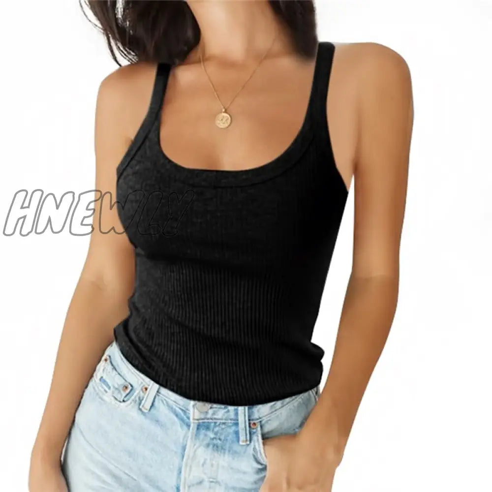 xsrrr O Neck Summer Knit Top Sleeveless Women Sexy Basic T Shirt White Off Shoulder Ribbed Black Tank Top Casual