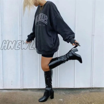 xsrrr Oversized Sweatshirt Women Crewneck Pullover Spring Long Sleeve Letter Clothes for Women Casual Loose Hoodie Streetwear Spring Fits