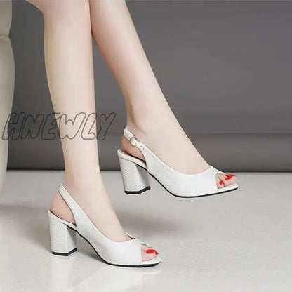 Hnewly Peep Toe Flat Sandals Solid Color Ankle Strap Sandals Summer Shoes