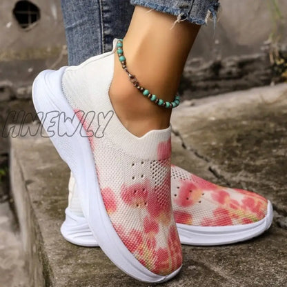 xsrrr - Pink Casual Sportswear Daily Patchwork Tie-dye Round Mesh Breathable Comfortable Out Door Shoes