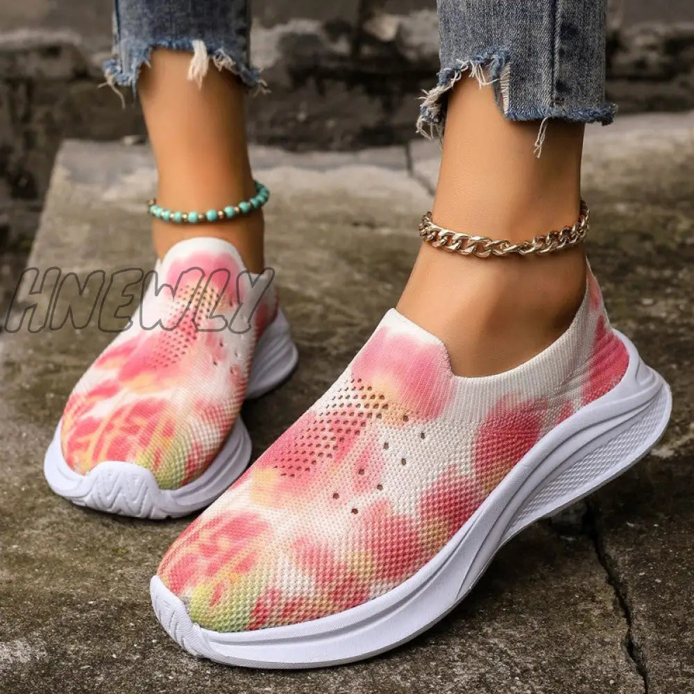 xsrrr - Pink Casual Sportswear Daily Patchwork Tie-dye Round Mesh Breathable Comfortable Out Door Shoes