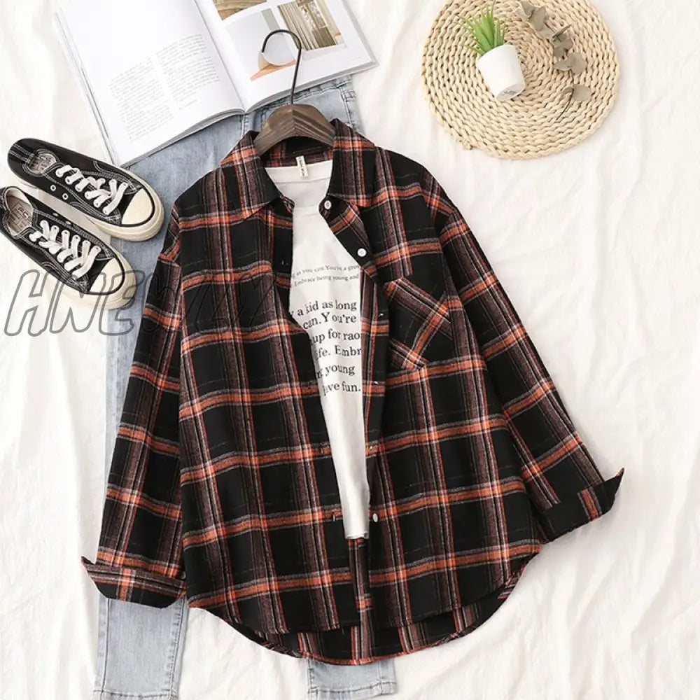 xsrrr Plaid Shirts Womens Blouses And Tops Long Sleeve Female Casual Print Shirts Loose Checked Lady Outwear Spring News