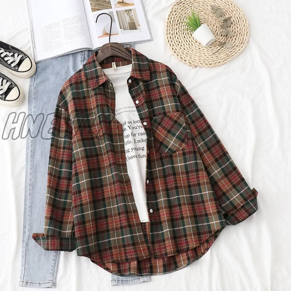 xsrrr Plaid Shirts Womens Blouses And Tops Long Sleeve Female Casual Print Shirts Loose Checked Lady Outwear Spring News