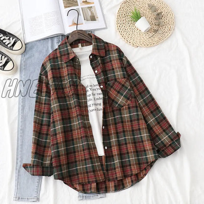 xsrrr Plaid Shirts Womens Blouses And Tops Long Sleeve Female Casual Print Shirts Loose Checked Lady Outwear Spring News