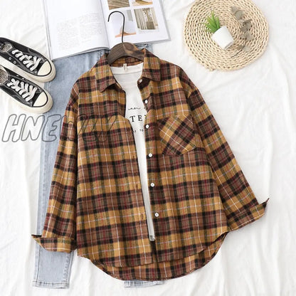 xsrrr Plaid Shirts Womens Blouses And Tops Long Sleeve Female Casual Print Shirts Loose Checked Lady Outwear Spring News