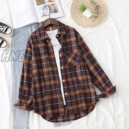 xsrrr Plaid Shirts Womens Blouses And Tops Long Sleeve Female Casual Print Shirts Loose Checked Lady Outwear Spring News