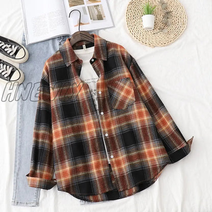 xsrrr Plaid Shirts Womens Blouses And Tops Long Sleeve Female Casual Print Shirts Loose Checked Lady Outwear Spring News