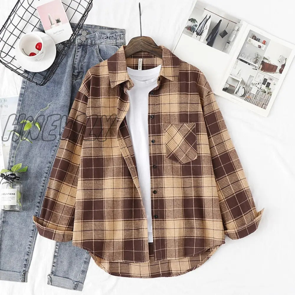 xsrrr Plaid Shirts Womens Blouses And Tops Long Sleeve Female Casual Print Shirts Loose Checked Lady Outwear Spring News