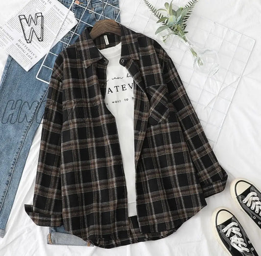 xsrrr Plaid Shirts Womens Blouses And Tops Long Sleeve Female Casual Print Shirts Loose Checked Lady Outwear Spring News