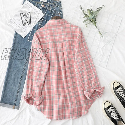 xsrrr Plaid Shirts Womens Blouses And Tops Long Sleeve Female Casual Print Shirts Loose Checked Lady Outwear Spring News