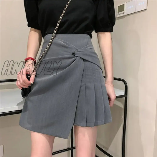 Hnewly Pleated Skirt for Women Summer 2024 New Elegant High-Waisted A-Line Skirts Female Fashion Street Irregular Bodycon Skirts