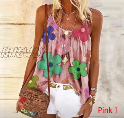 xsrrr Plus Size 5xl Blouse Women Tank Top New Leisure Casual Shirt Ladies Summer shirt Sleeveless Loose Boho Print Tops Femme Fashion Outfits Summer